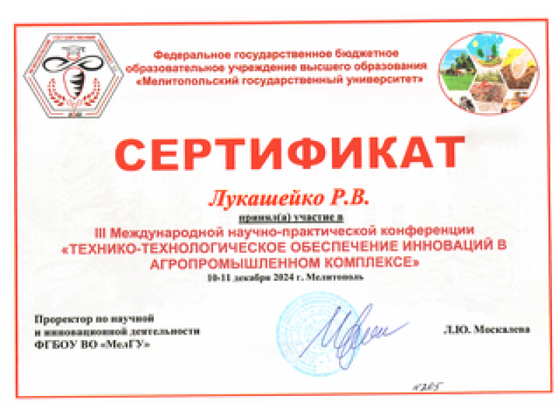 Сертификат участника Лукашейко Р.В.